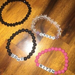 Plastic Bead Rave Kandi Bracelets 4Pcs